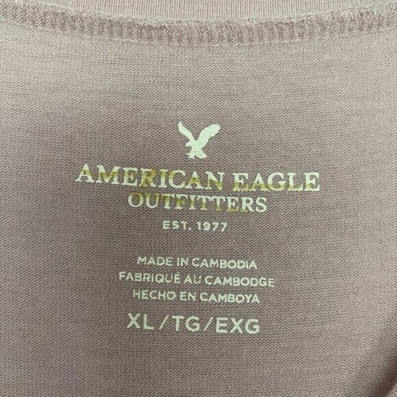 American Eagle Large Light Pink Short Sleeve Shirt Ruffle Top - Picture 3 of 7